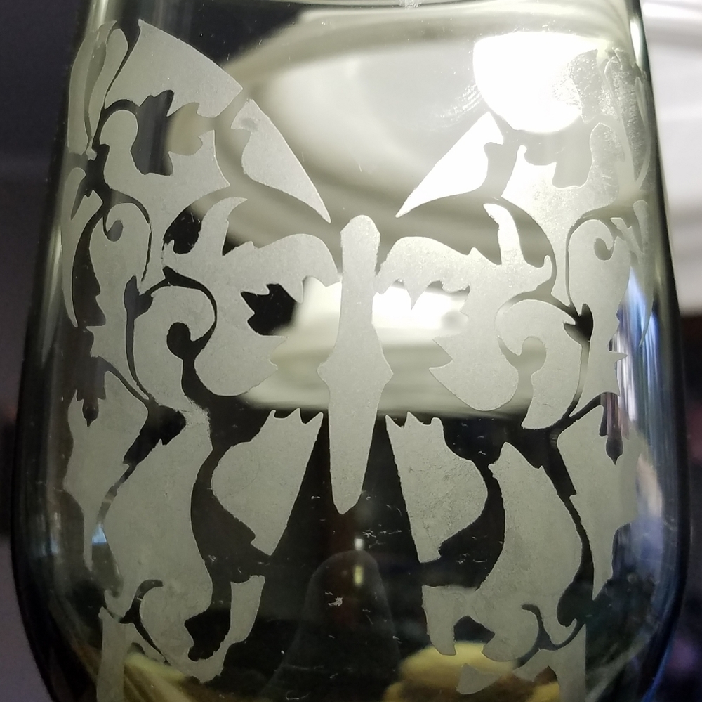 Etched Butterfly Long Stem Wine Glass